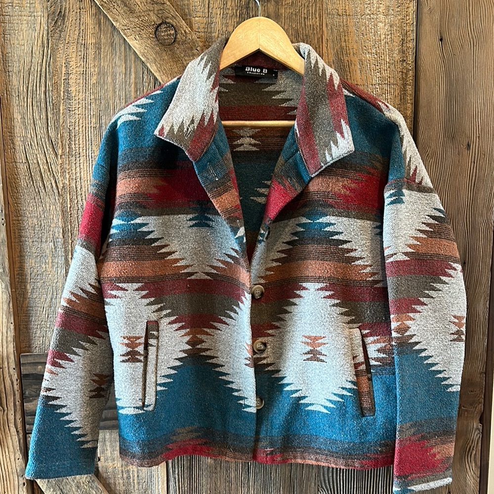 Blueb. Aztec Blue and Red Patterned Men's Jacket